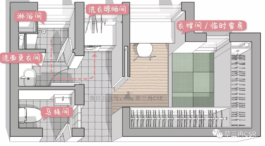 瘦长型卫生间如何打造完美的三分离？ 丨案例改造